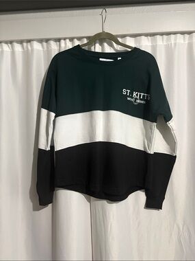 chic Green White Black Colorblock St. Kitts Sweatshirt